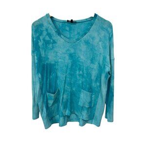 French Kyss Tie Dye Long Sleeve Pocket Tee Size Small Relaxed V Neck Essentials
